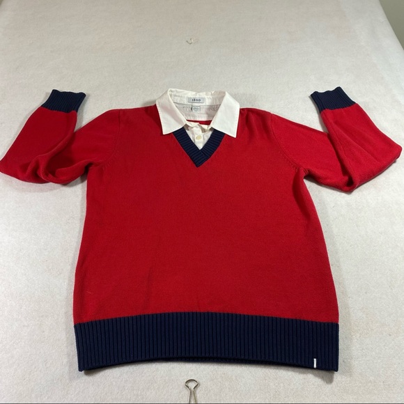 IZOD Sweater Layered Look Woman’s Red Blue Small Sweater Long Sleeve Swe… - Picture 11 of 12